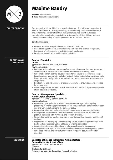 Cover letter for contract specialist